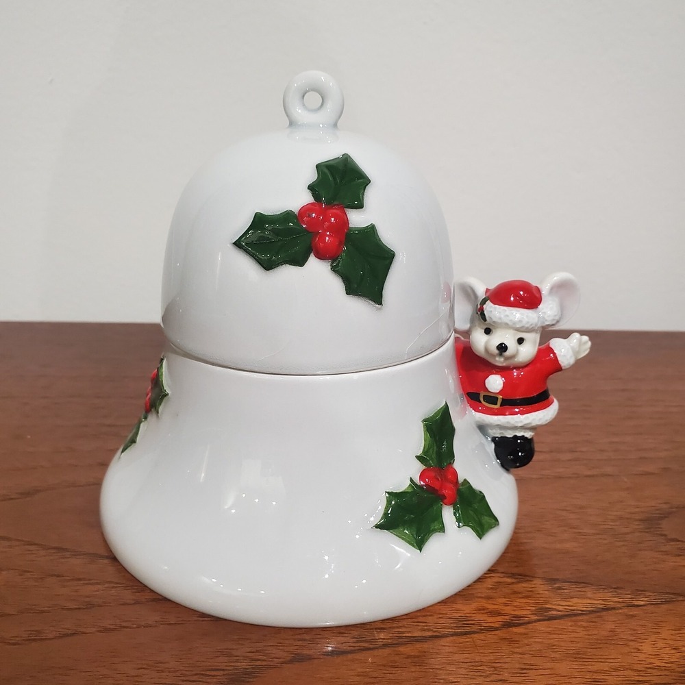 Vtg 1978 Fitz and Floyd "Santa‎ Mouse" Ceramic Bell Candle Holder Made in Japan